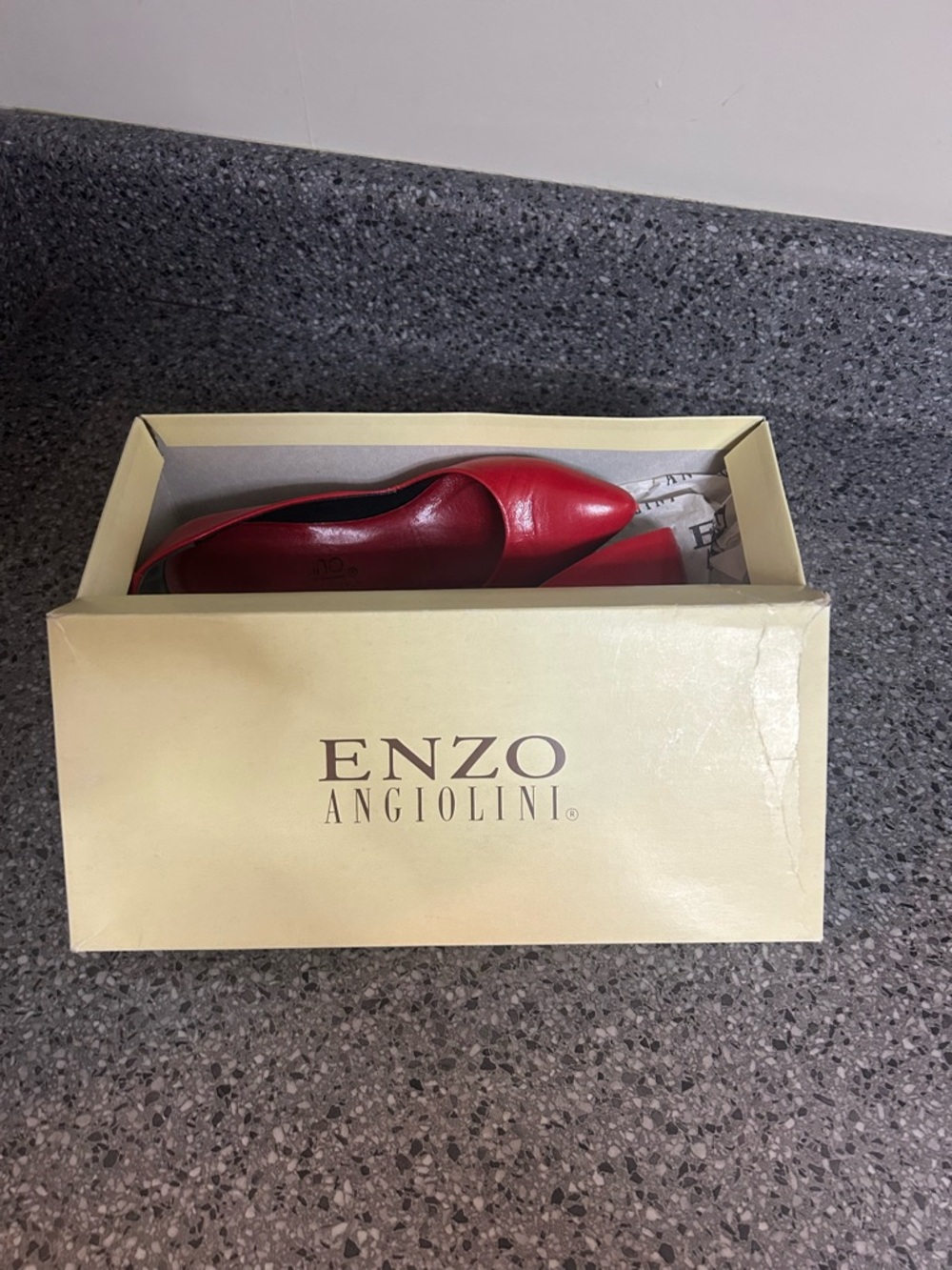 Enzo Angiolini Red Leather Pointed Heels